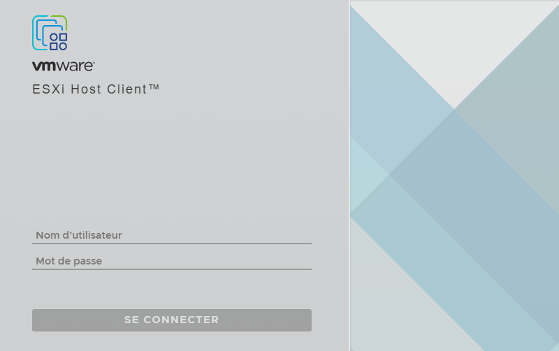 Page de connexion VMware ESXi