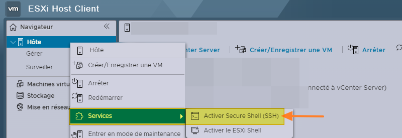 VMware ESXi - Activer le SSH