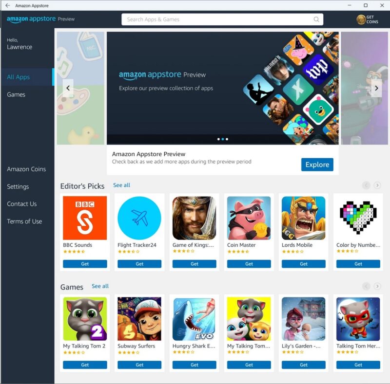 Amazon Appstore sur Windows 11