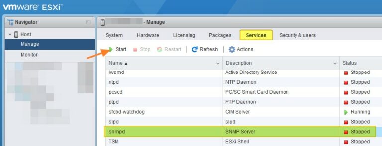 Настройка snmp vmware esxi