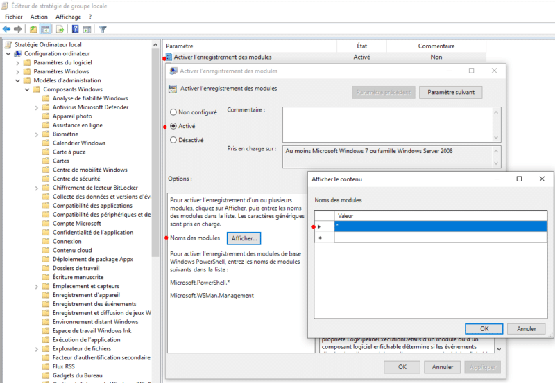 Activation du module Logging Powershell