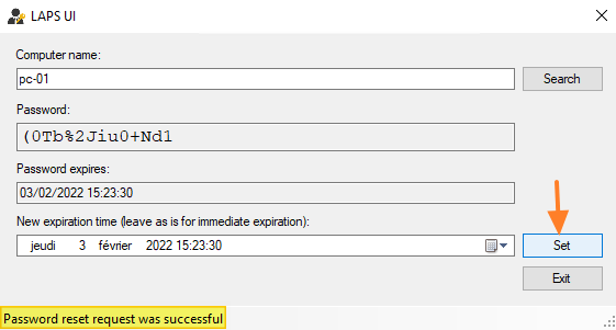 Forcer le changement d'un mot de passe avec LAPS UI