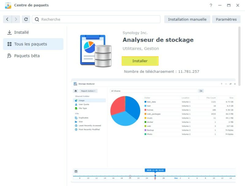 Synology - Analyseur de stockage