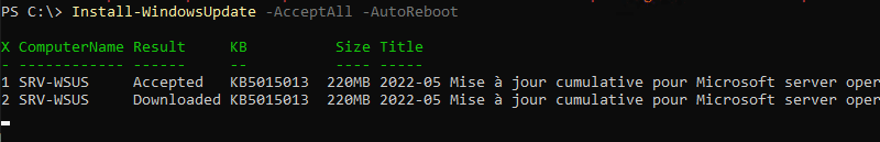 Installation des mises à jour avec PSWindowsUpdate