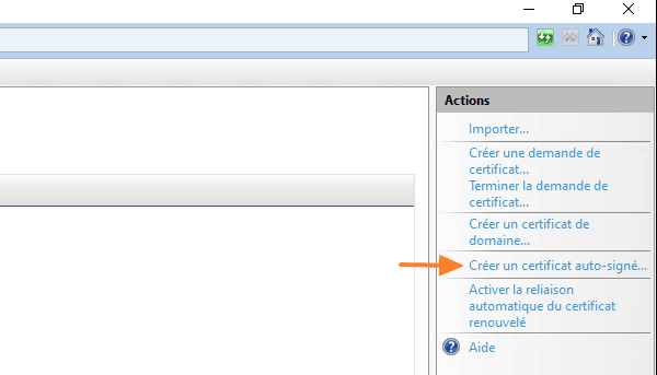 WSUS - IIS - Créer un certificat auto-signé