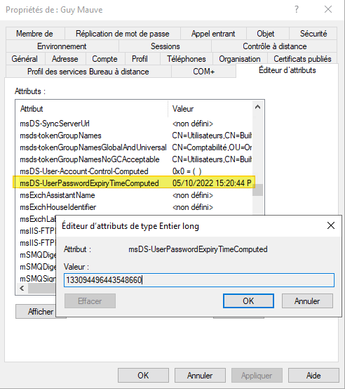 Active Directory - msDS-UserPasswordExpiryTimeComputed