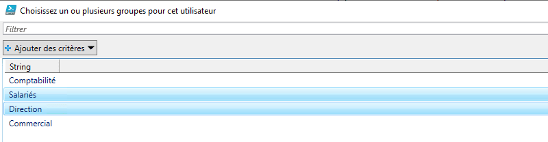 PowerShell - Sélection des groupes avec Out-GridView