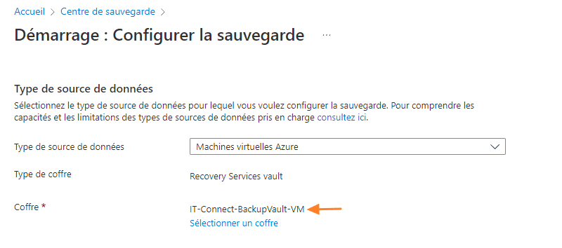 Azure VM Backup - Configurer la sauvegarde