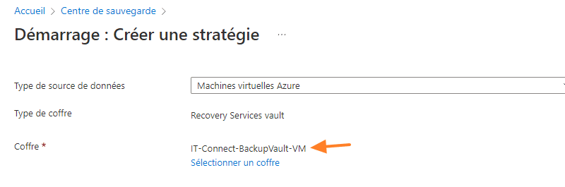 Azure VM Backup - Créer une stratégie