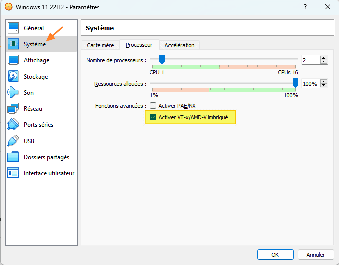 VirtualBox - Virtualisation imbriquée