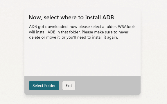 WSATools - ADB sélection du dossier