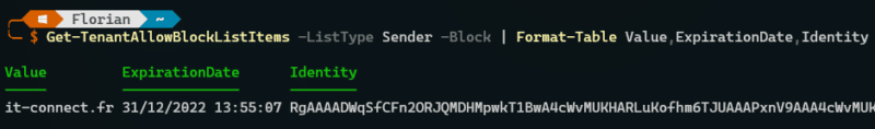PowerShell - Get-TenantAllowBlockListItems