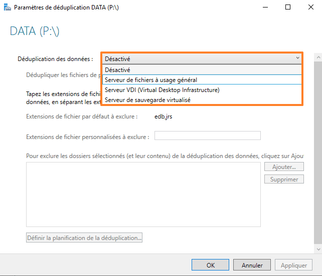 Configurer la déduplication de données - Windows Server - Etape 1