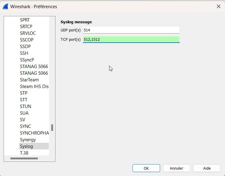 Wireshark - Ajouter un port pour un protocole