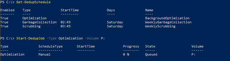Windows Server - Start-DedupJob