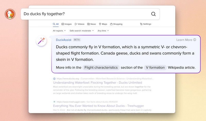 DuckAssist sur DuckDuckGo