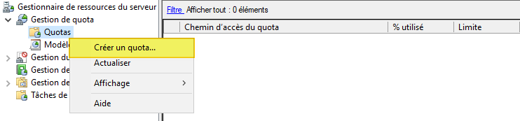 FSRM - Créer un quota