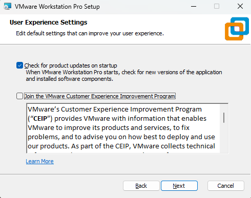 Installer VMware Workstation Pro 17 - Etape 4