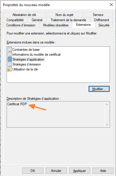 ADCS - Modèle certificat RDP - 7