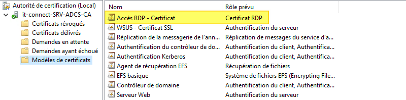 ADCS - Modèle certificat RDP - 9