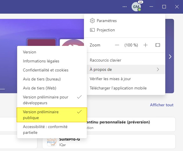 Microsoft Teams - Version préliminaire publique