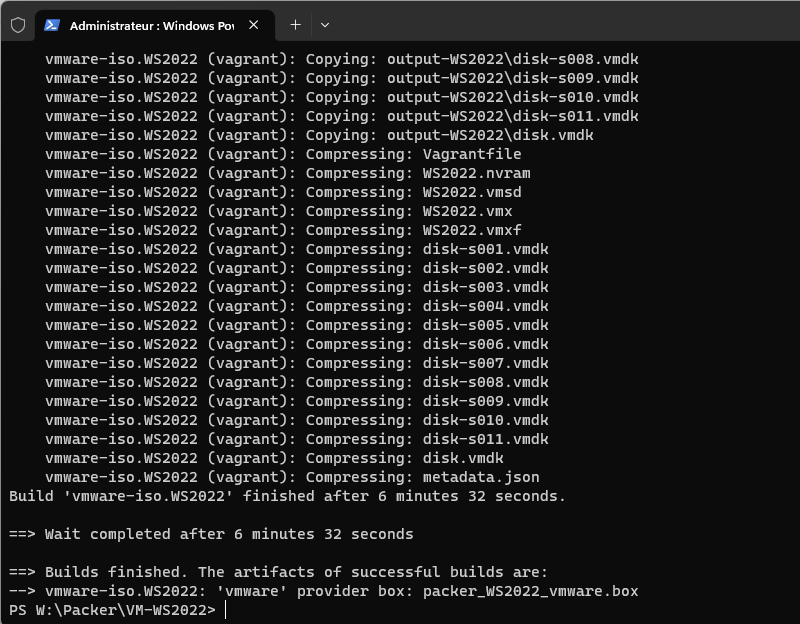 Packer - VMware - Création box Vagrant - Finished