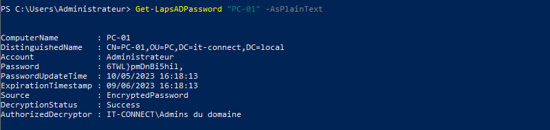Windows LAPS - Get-LapsADPassword