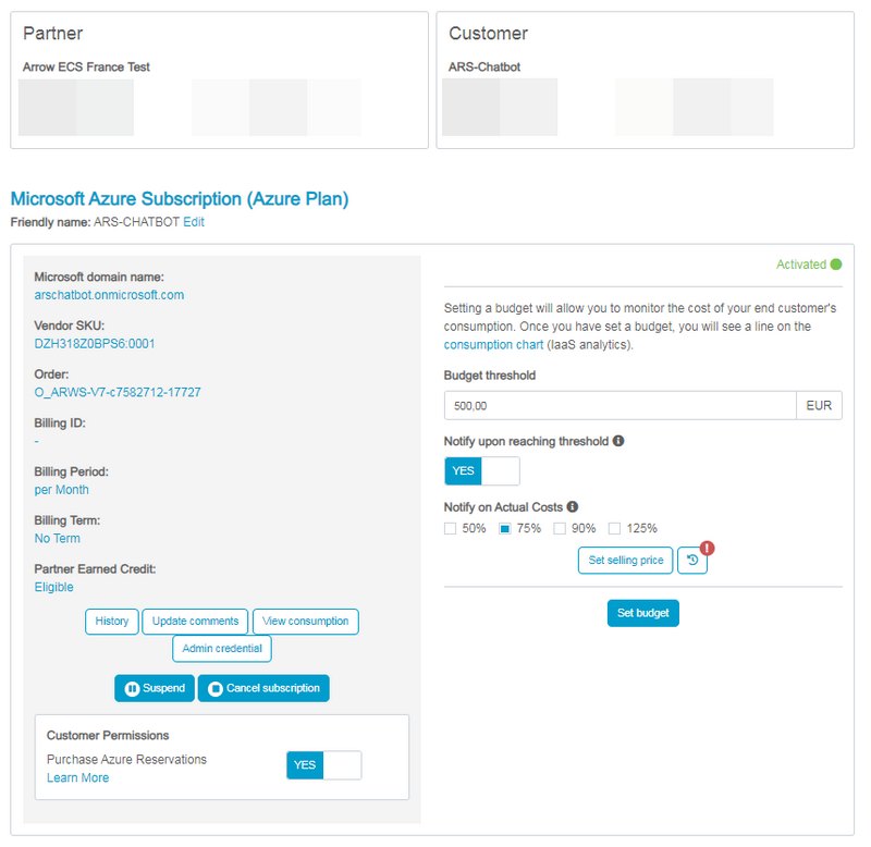 ArrowSphere - Gestion souscription Azure