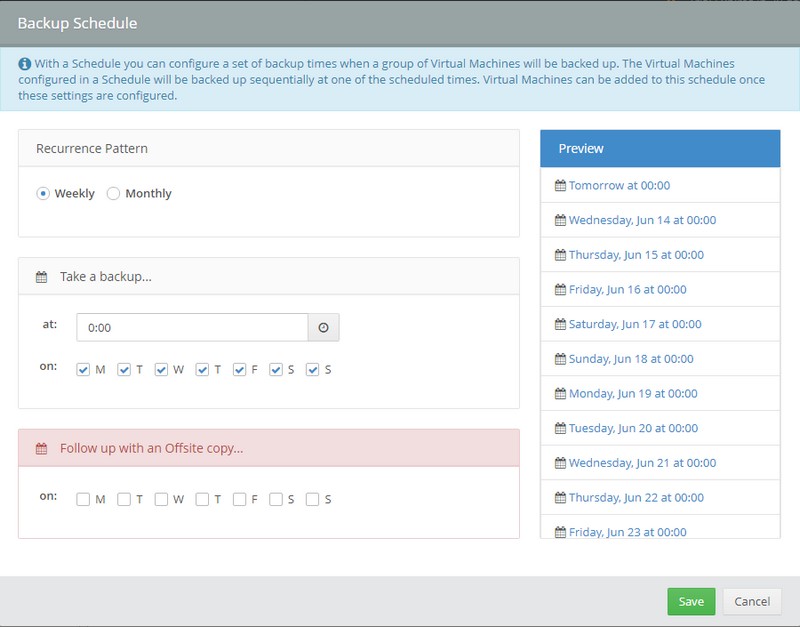 Hornetsecurity VM Backup - Créer nouvelle planification