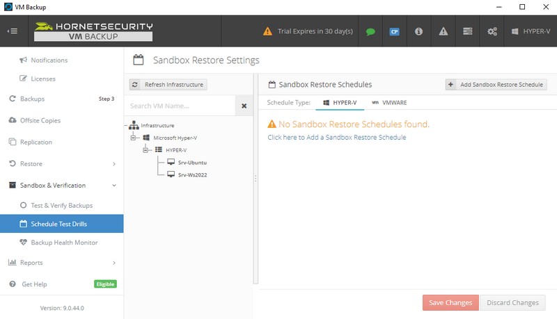 Hornetsecurity VM Backup - Sandbox Restore