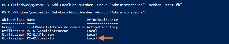 PowerShell - Ajouter compte groupe administrateurs
