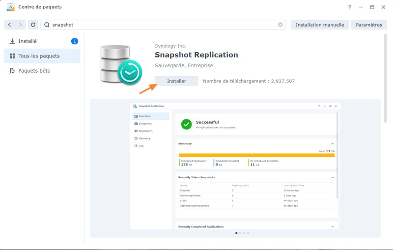 DSM - Installer Snapshot Replication