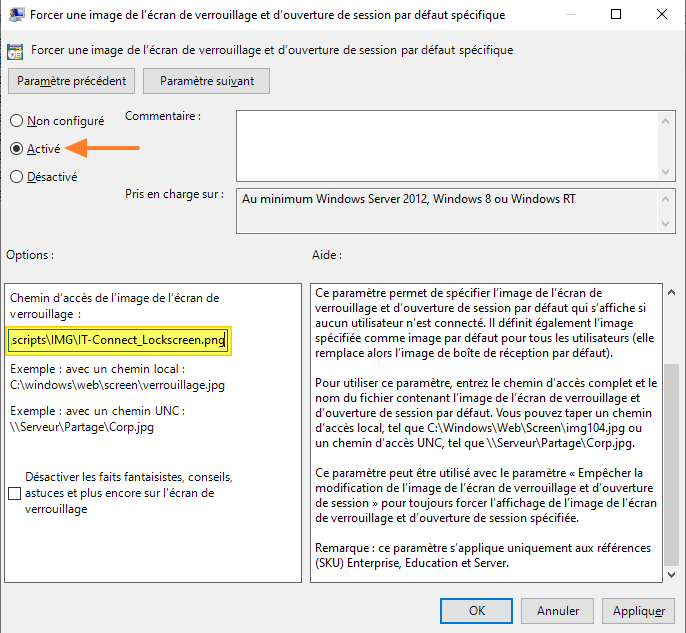 GPO - Forcer image écran de verrouillage Windows
