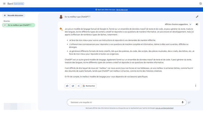 Google Bard - Exemple