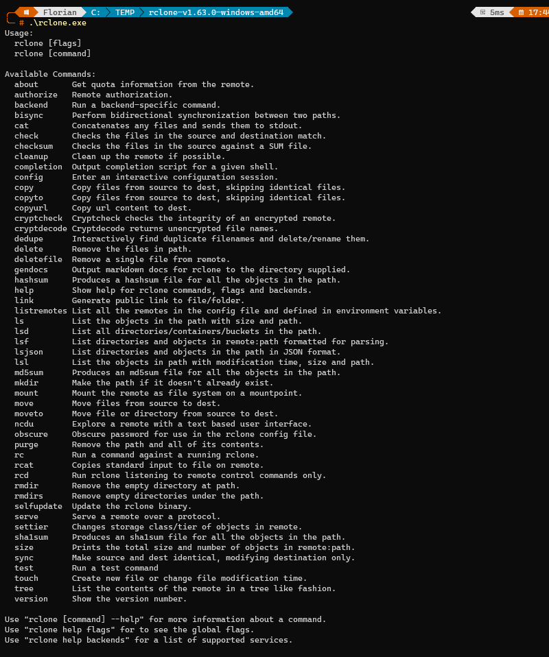 Liste des commandes RClone