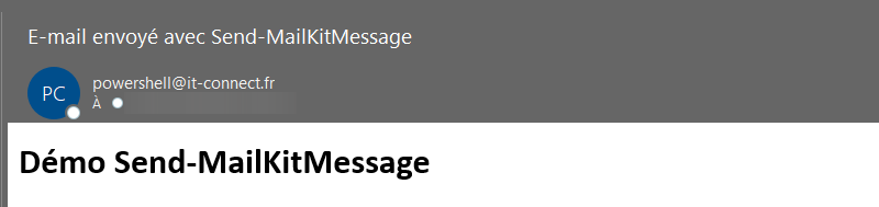 PowerShell envoyer e-mail avec MailKit