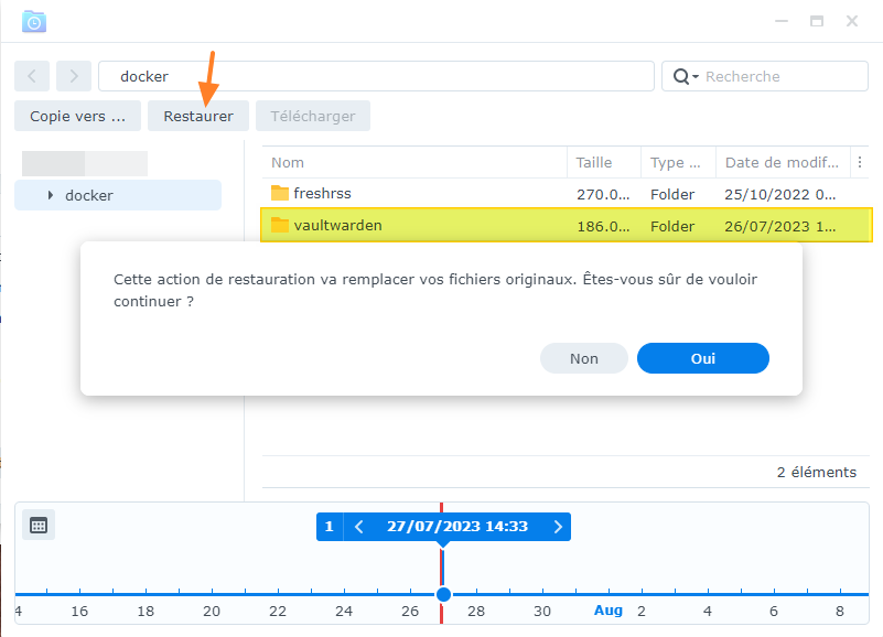 Restaurer les données du conteneur Docker