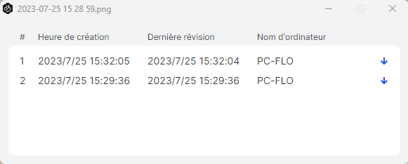 Synology BeeDrive - Liste des versions précédentes