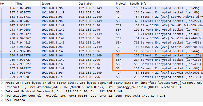 Wireshark - SSH - Trafic chiffré