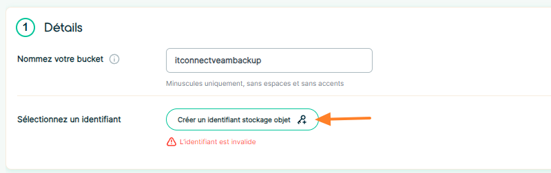 Leviia - Créer un bucket et un nouvel identifiant