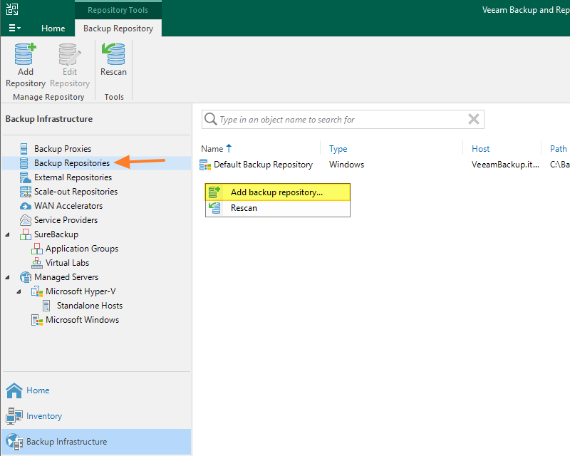 Veeam Backup et Replication 12 - Ajouter S3 Storage Leviia - 1