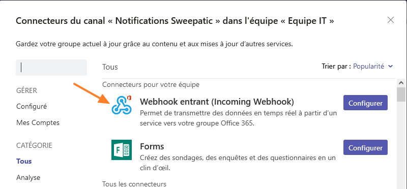 Sweepatic - Intégration avec Teams