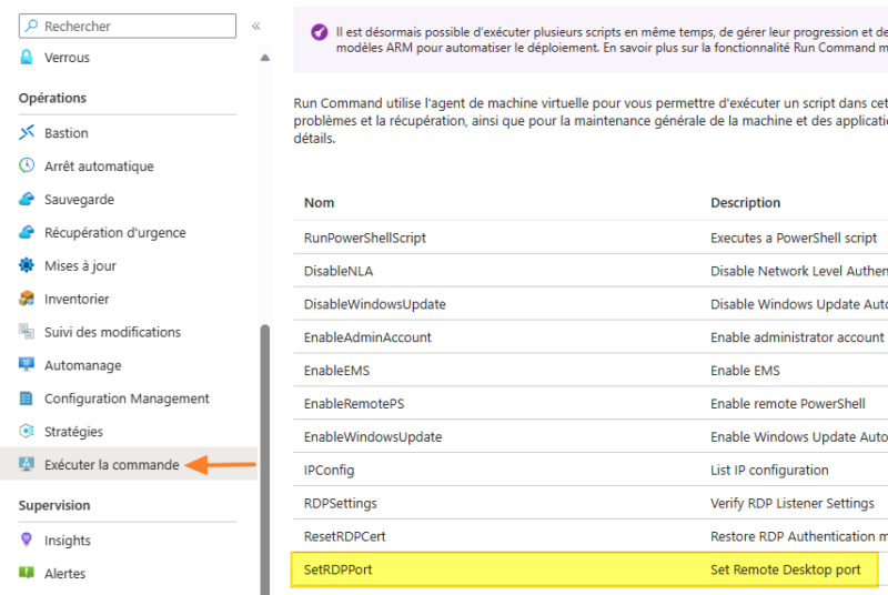 VM Azure - Changer port RDP - Script Azure