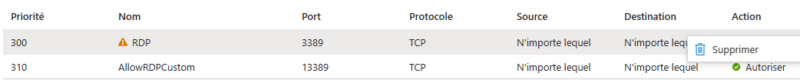 VM Azure - Changer port RDP - Supprimer règle 3389