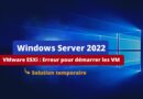 Ecran bleu VM Windows Server 2022 sous VMware ESXi (KB5031364) - Solution temporaire