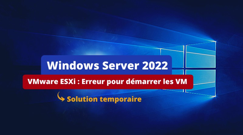 Ecran bleu VM Windows Server 2022 sous VMware ESXi (KB5031364) - Solution temporaire