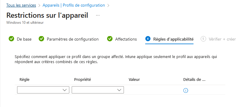 Intune - Wallpaper Windows 11 - Créer profil - Wallpaper - Applicabilité