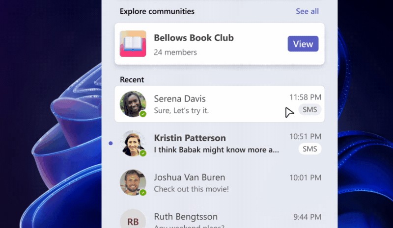 SMS dans Microsoft Teams