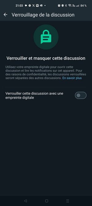 WhatsApp - Verrouiller une discussion - Etape 3