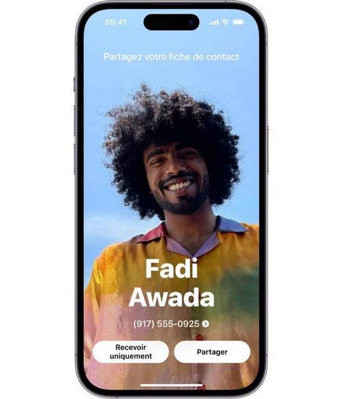 iPhone iOS 17 - NameDrop - Aperçu